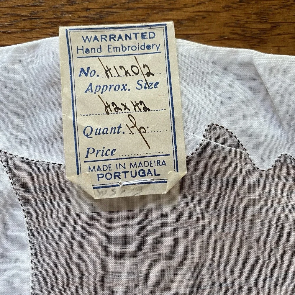 Vintage Handmade Hand Appliques Tablecloth 40x42